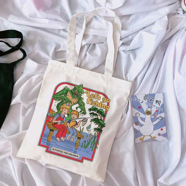 

harajuku devil print casual fashion canvas large capacity cartoon bf female college ulzzang ins new punk letter shoulder bags