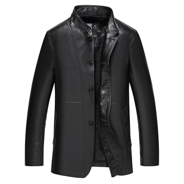 

2020 men's leather jacket spring autumn jacket men genuine sheepskin coat streetwear motorcycle long jackets jlk17sbo3509 my1769, Black