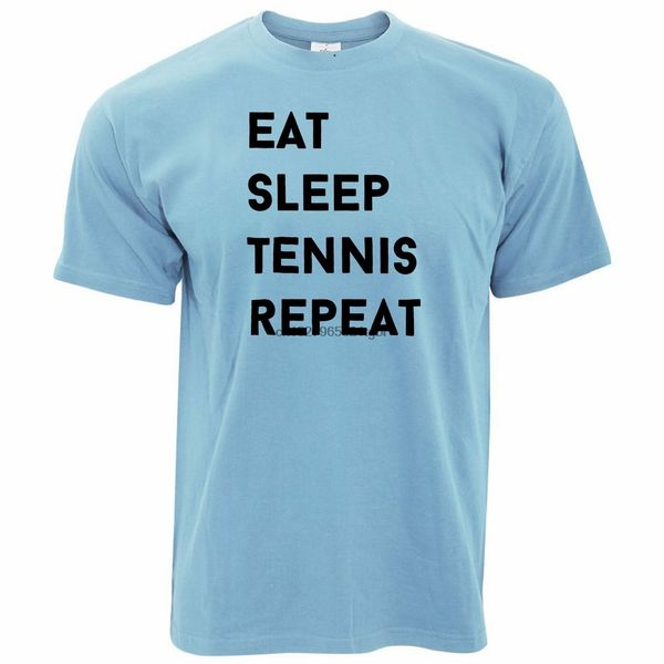 

sports t shirt eat sleep tennis repeat slogan joke court novelty funny