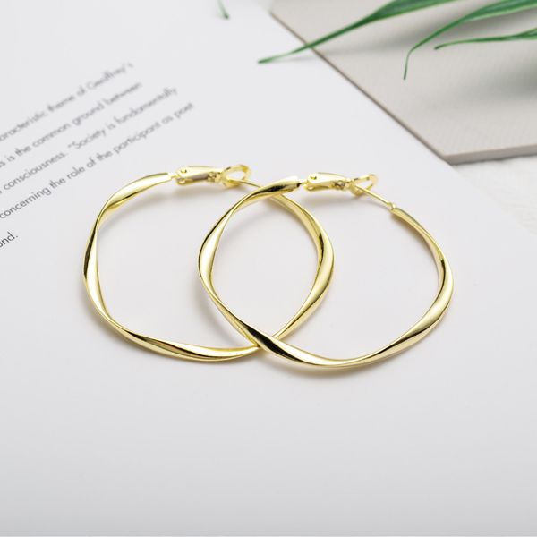 

hoop & huggie louleur 925 sterling silver mobius big earrings geometric creative 2021 texture elegant for women romantic jewelry, Golden;silver