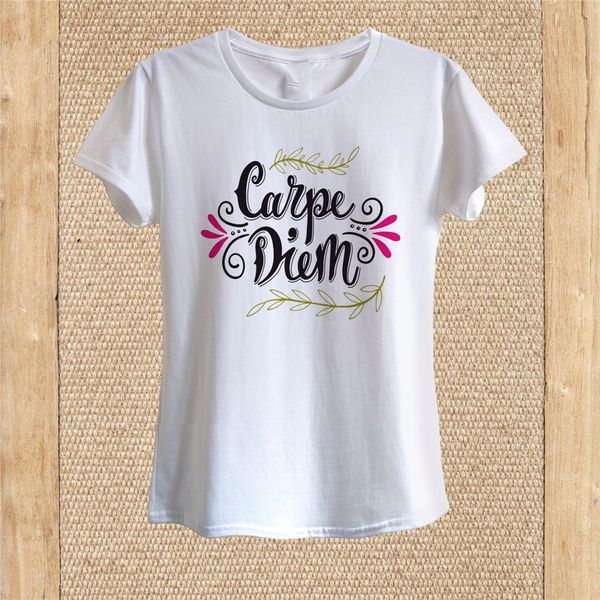 

carpe diem print t - - shirt 100% cotton women fashion classic tee shirt