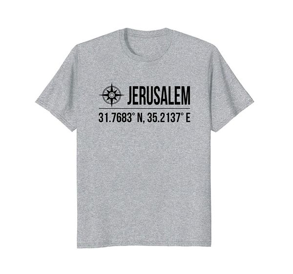 

jerusalem israel coordinates t-shirt vacation souvenirs 2020 brand t shirt letter tees crewneck t-shirt classic brand tee shirts