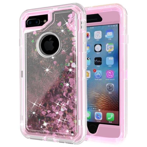 

for iphone 6 plus 7 plus glitter running dynamic case transparent clear robot with belt clip liquid quicksand case d