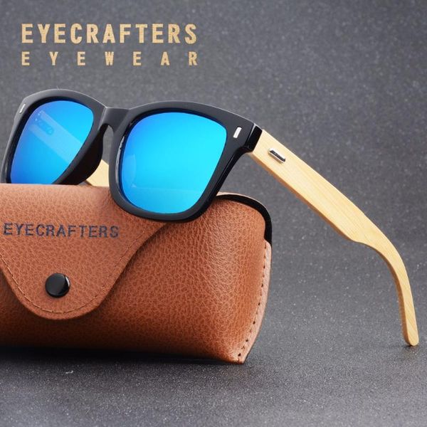 

sunglasses eyecrafters 2021 retro bamboo wood polarized men women brand designer goggles blue coating mirrored uv400 eyewear, White;black