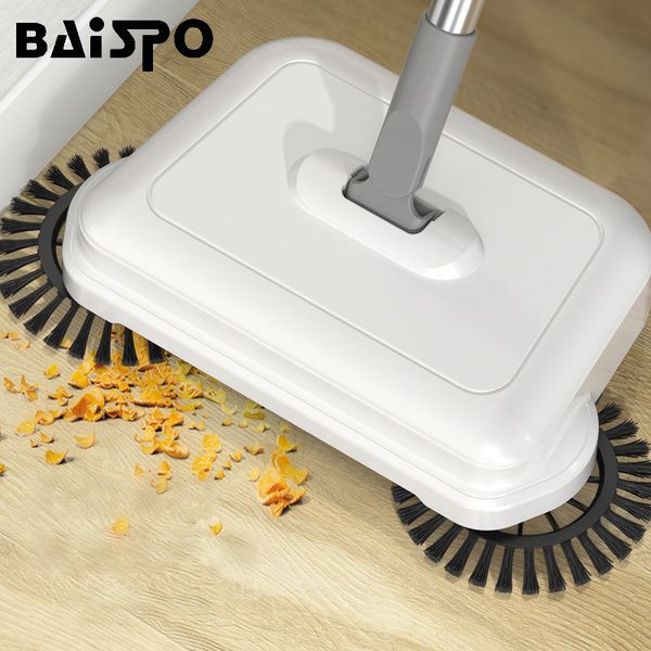 

baispo factory direct stainless steel sweeper mop all-in-one hand push sweeping machine no dead angle household cleaning tools