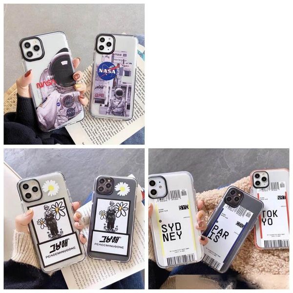 

astronaut fashion soft tpu case for iphone 11 pro xs max xr x 8 7 plus 6 6s flower clear transparent colorful silicone cell phone cover