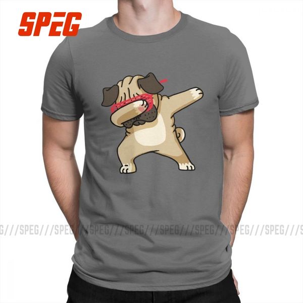 

dabbing pug funny t shirt hip hop dabbin dog o-neck tees summer style dark gray short sleeves men 100% cotton t-shirt