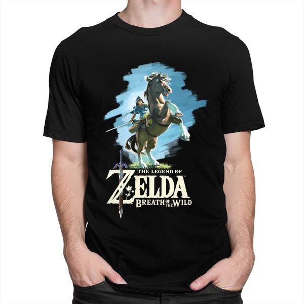 

fashion legend of zelda tshirt men cotton 80s stylish video game t-shirt short sleeves link of the wild tee clothing gift