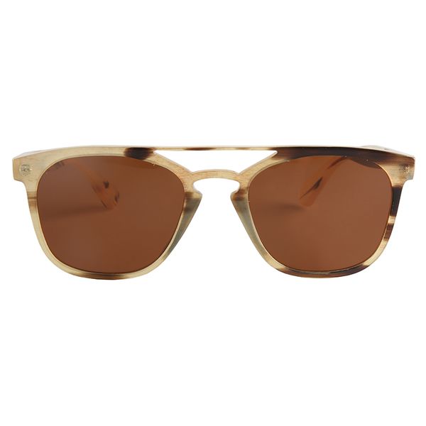 

sunglasses fashion brand design double nose bridge natural yak horn brown polarized for women ladies glasses eyeglasses, White;black