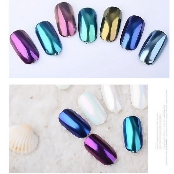 

nail glitter by dhl 500boxes chameleon pigment duochrome mirror powder chrome galaxy dust color, Silver;gold
