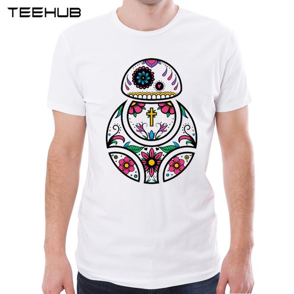 

2019 мужская новый забавный мультфильм sugar skull printed с коротким рукавом футболка летняя мода прохладный tops новизна o-образным вырезо
