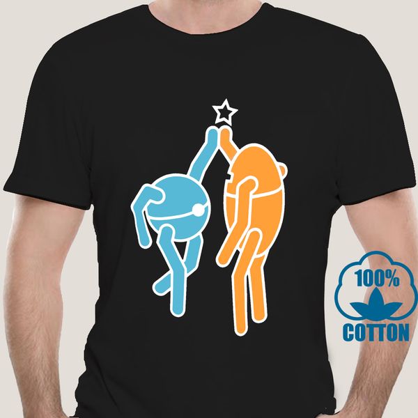 

2532a portal 2 hi five men t-shirt(1