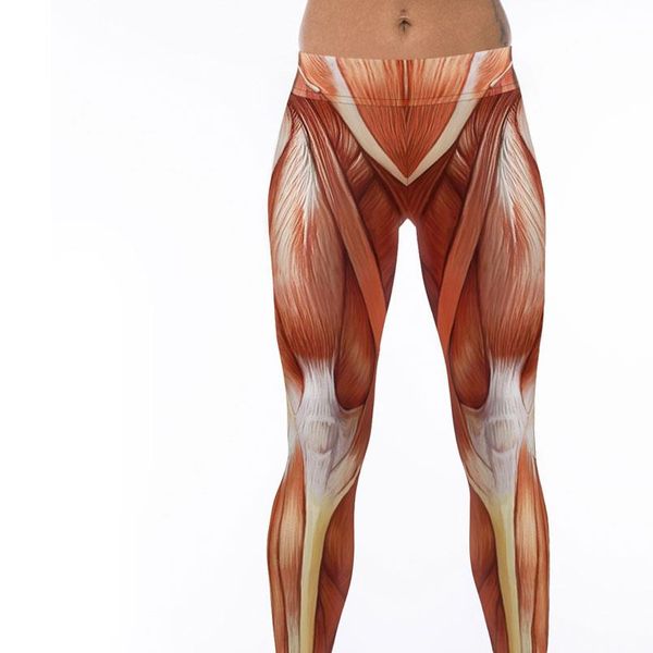 

women sportswear bodybuilding legging pants workout 3d muscle print capris fitness leggings skinny mallas mujer deportivas, Black