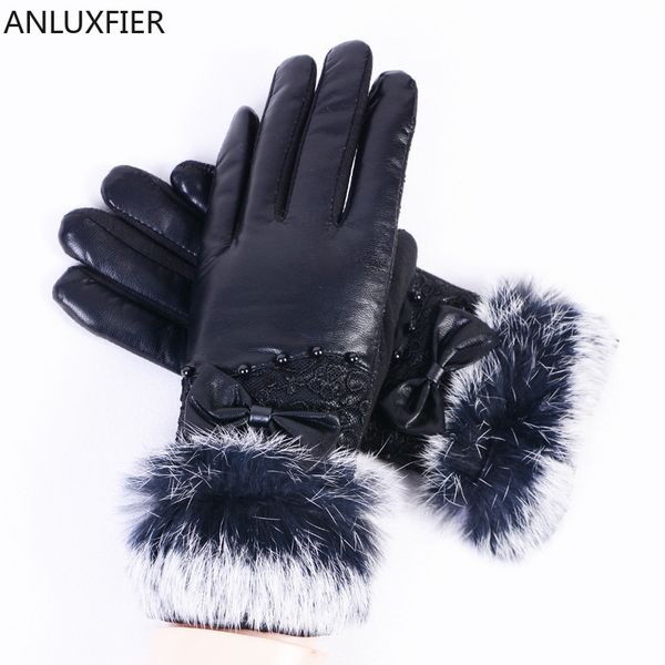 

h10078 autumn winter women gloves warm korean touch screen thickened leather mittens female outdoor riding driving hand muff, Blue;gray
