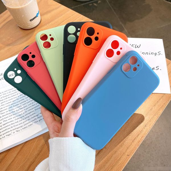 

simple matte soft tpu phone case for iphone 7 8 plus se 11 11pro max x xs xr solid color full protective case back cover factory sale