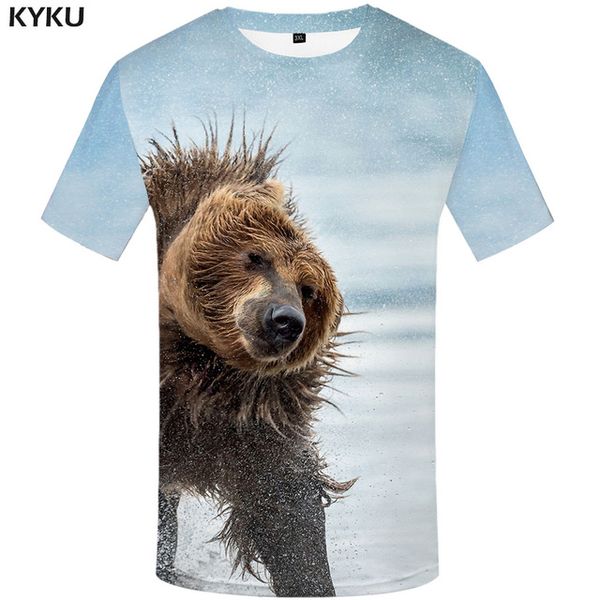 

brand russia bear sunset 3d ocean anime leisure 3d print shirts harajuku oversized hentai men clothing