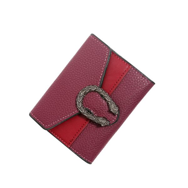 

2020 новый дамы кошелек короткий кожаный мешок сплайсинга бумажник маленький три раза мешок сцепления многофункциональный мульти-карты карты, Red;black