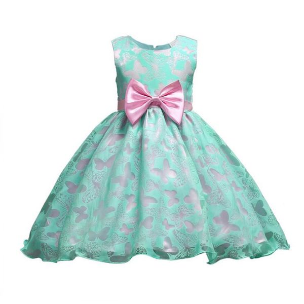 

butterfly children's party dress bow lace bithday princess dress elegant mesh tutu kids dresses for girls vestido costume, Red;yellow