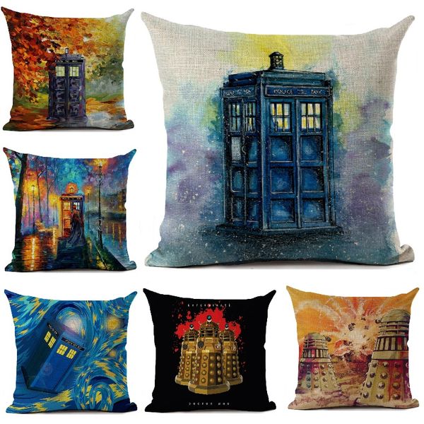 

who cushion cover tardis exterminate printed throw pillows home decoration living room sofa decorative pillowcase