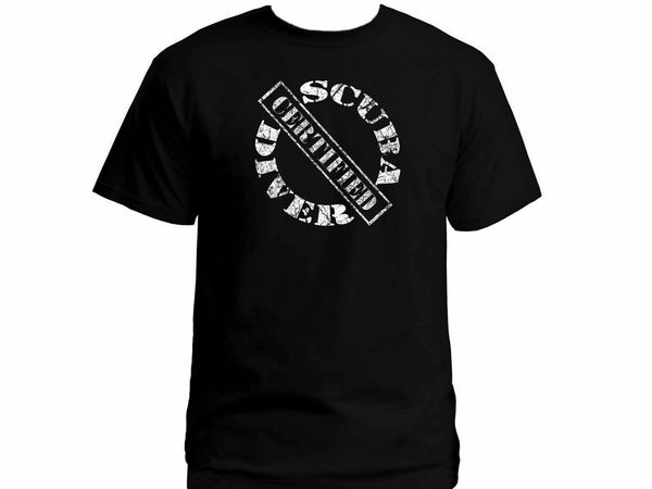 

2019 scuba diver certified distressed print diver 100% cotton black new t-shirt
