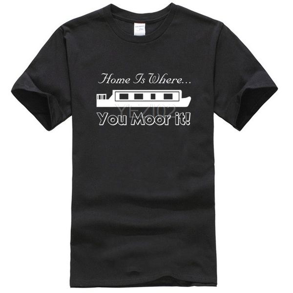 

home is where you moor it - mens funny t-shirt barge narrow boat canal holiday