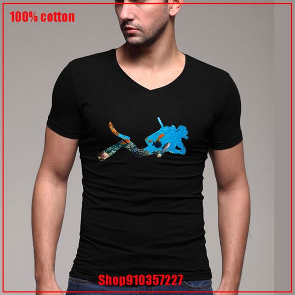 

2020 sea world design dive scuba diving v-neck comfortable all cotton tees personalized short sleeves summer