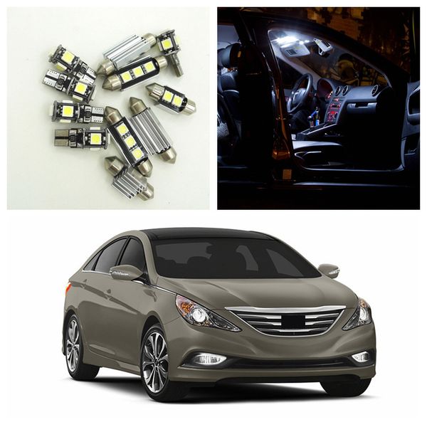 

9pcs white car led light bulbs interior package kit for 2011 2012 2013 2014 sonata map dome trunk license plate lamp