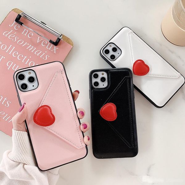 

card slot stand holder phone case for iphone 11 pro max xr xs max 7 8 plus soft leather heart back cover gifts yy