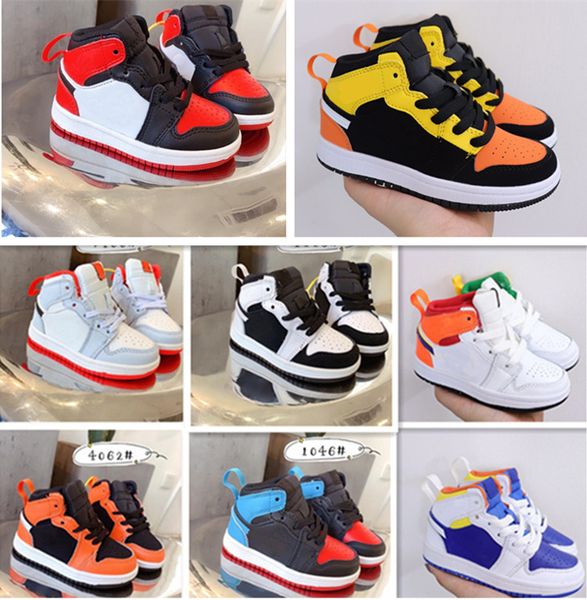 

jumpman 1 1s kids basketball shoes for boys girls sneakers light smoke grey lucky green laser orange fearless toddler trainers size 22-35