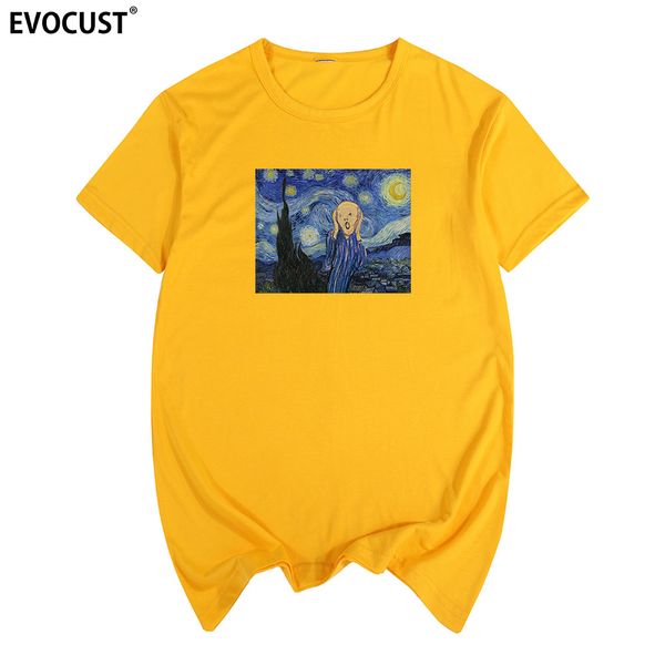 

van gogh starry night summer print t-shirt cotton men t shirt new women tee
