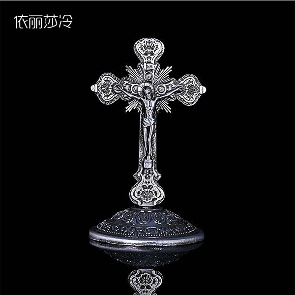 

charms classic big jesus christian catholic cross holy decorating statue and basic image.8x5cm, Bronze;silver