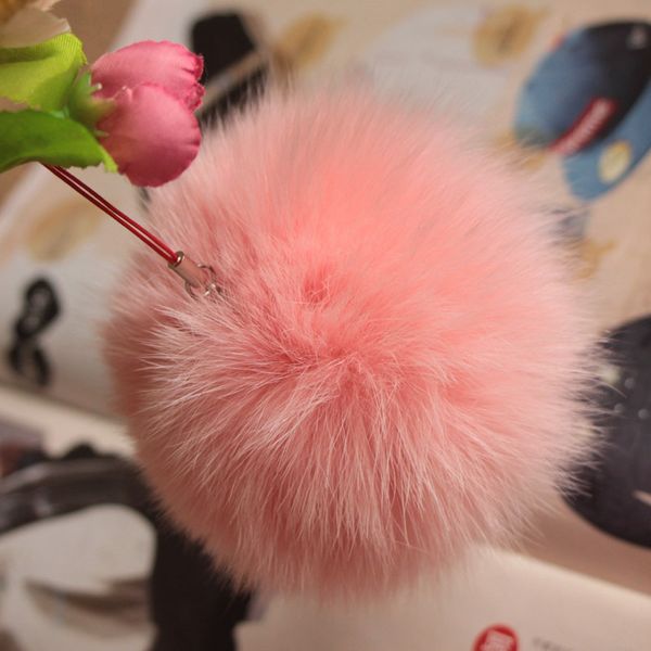 

10cm nature genuine fur ball pom pom fluffy diy winter hat skullies beanies knitted cap pompoms twf005-pink, Blue;gray