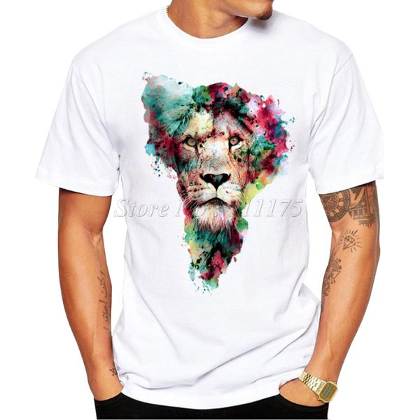 

new arrivals 2019 men's fashion painted king design t shirt cool summer tiger printed casual tee