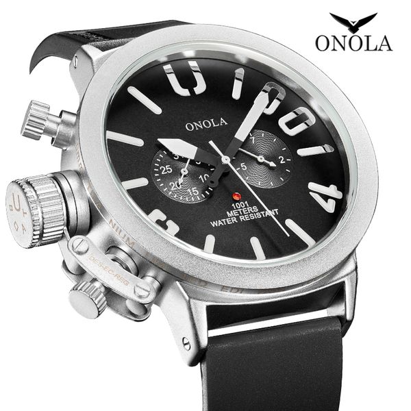 

wristwatches onola brand big dial automatic mechanical watch man 2021 fashion sports unique wristwatch waterproof luxury, Slivery;brown
