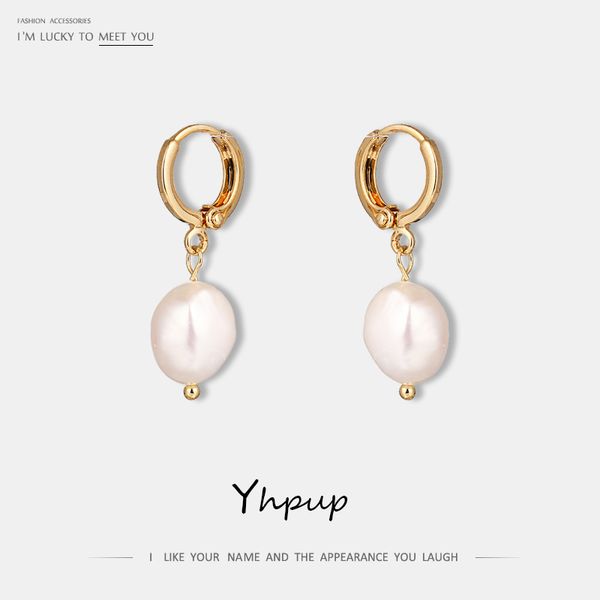 

dangle & chandelier yhpup stylish korean geometric romantic chic freshwater pearls earrings elegant charm trendy women party jewelry gift, Silver