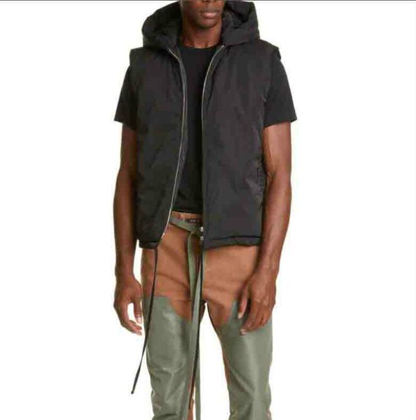 

20fw design letter tag sewing down vest men winter jacket sleeves high street fashion down coat hooded warm homme clothes s-xl, Black;white