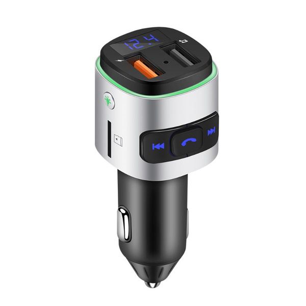 

qc 3.0 charger fm transmitter aux modulator bluetooth 4.2 wireless car radio adapter tf usb mp3 player with ambient light