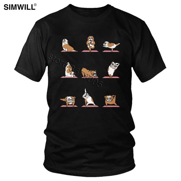 

vintage english bulldog yoga t shirt men's casual pure cotton tee round neck short sleeve funny dog t-shirt big size tshirt