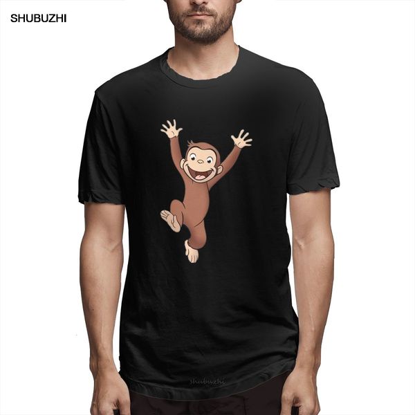 

happy curious george print casual mens o-neck harajuku t shirts and fashion men's short sleeve t-shirt