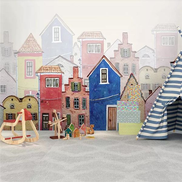 

customize cartoon watercolor castle tv background wall professional production mural wholesale wallpaper mural poster p wall