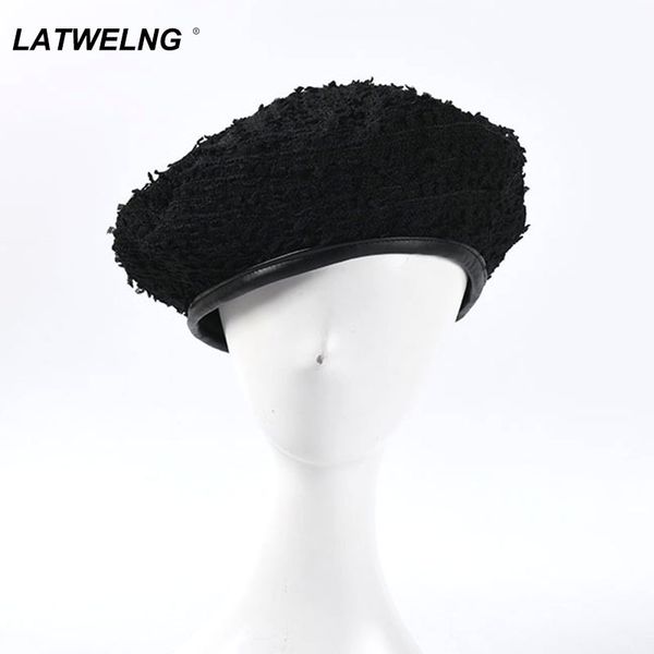 

new autumn winter women black white berets ladies pairs hats casual all-match flat cap wholesale, Blue;gray