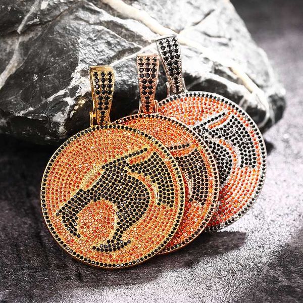 

iced out dinosaur pendant necklace for men orange zircon necklace fashion hip hop jewelry gifts, Silver