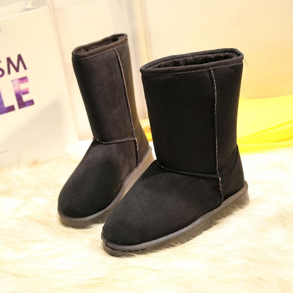 

2020 winter snow boots women's plus cashmere boots korean version suede non-slip flat heel cotton shoes warm women's, Black