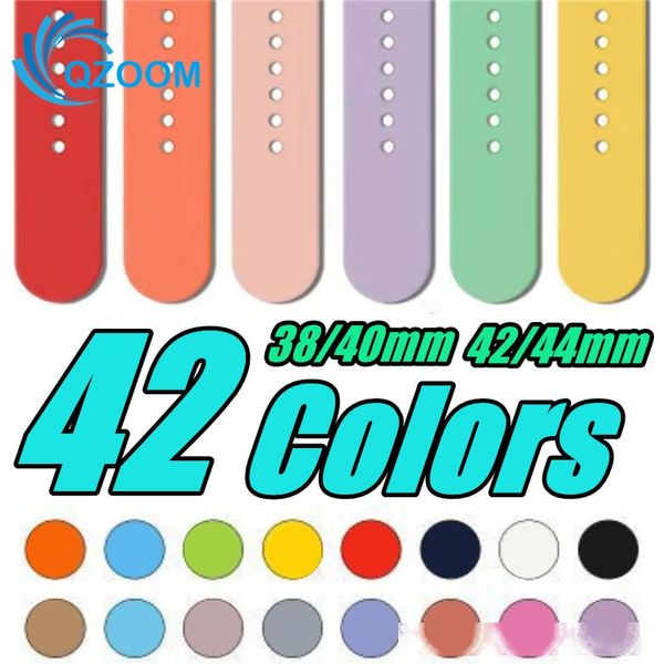 

new 42 colors silicone sport bands replacement for watch band wrist strap with adapters accessories 38mm 40mm 42mm 44mm watch strap