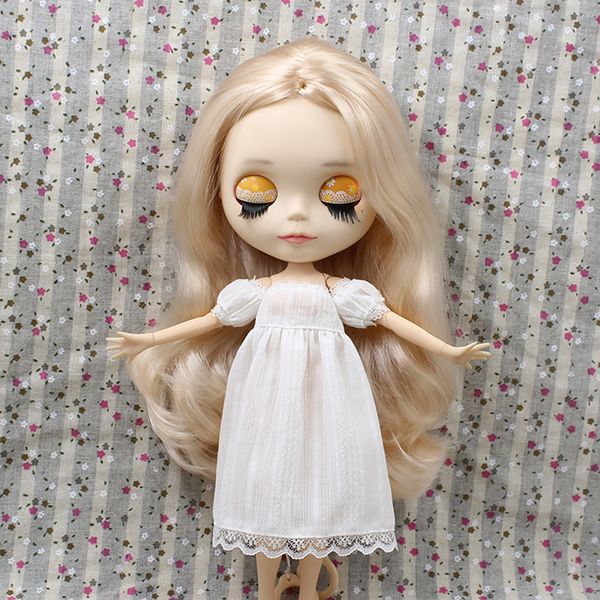 

fashion strapless lace dress short sleeve skirt casual outfit for 1/6 pullip blythe azone dolls clothes collections