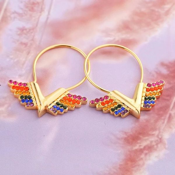 

2020 wholesale stainless steel jewelry drop earrings big earring rose gold flying diamond earrings women letter earrings, Silver