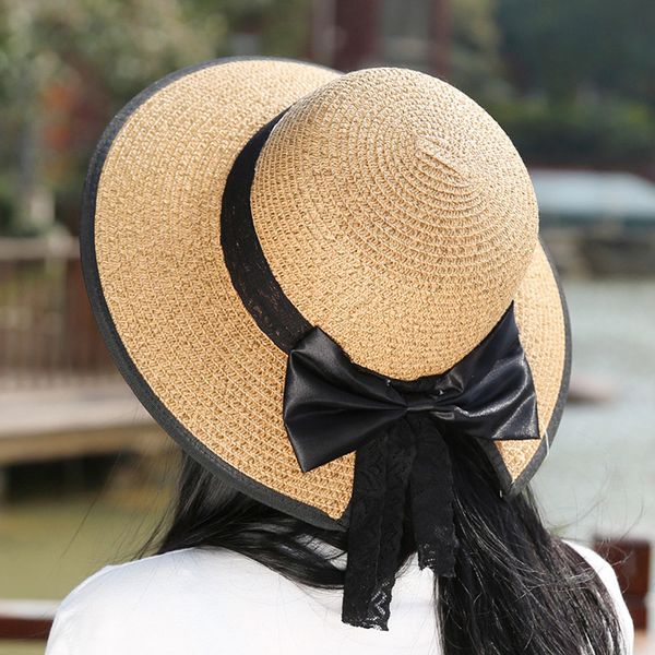 

sqteio новые дамы летом пляж шляпа раскол вилка шелка бабочка фестиваль соломенная шляпа приморский большой вдоль рыбака, Blue;gray