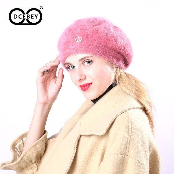 DCEBEY Inverno Caldo Chic Corona Solido Per Le Donne Protezione per le Orecchie Slouchy Cappello Delle Signore di Moda Femminile Berretto Cappello di Cachemire Cap208I