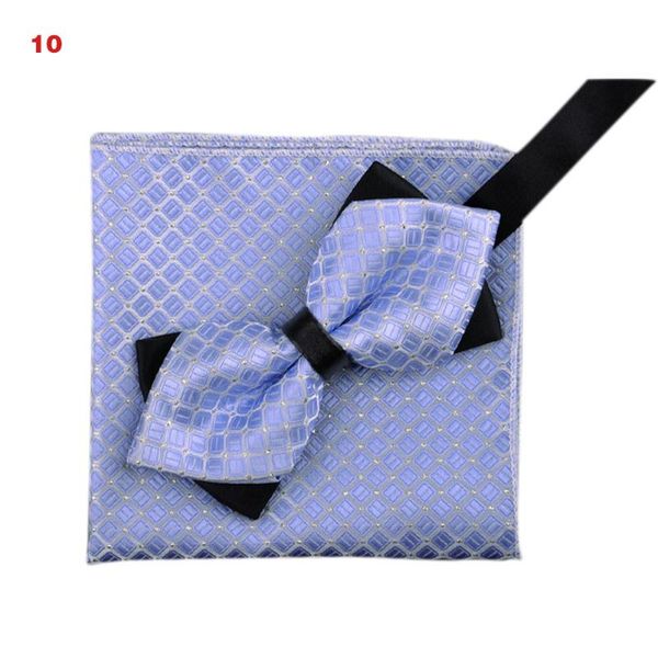 

newly men jacquard woven butterfly self bow tie pocket square handkerchief hanky suit set fif66, Black;gray
