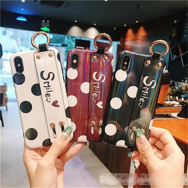 

luxury glossy pattern wristband soft cover case phone cases for iphone 6 6s 7 8 plus for iphone x xr xs max silicone cover case